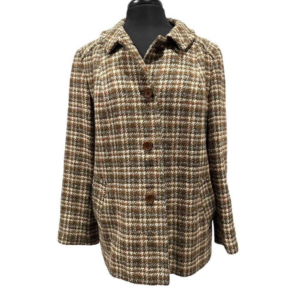Pendleton Vintage Plaid Wool Button Front Blazer Peacoat Jacket Sz 16